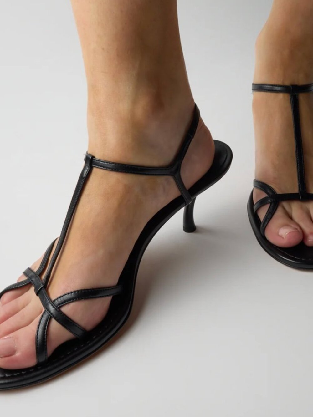 Tibi Milbourne Heel Black Leather Strappy Sandal EU 39 US 9